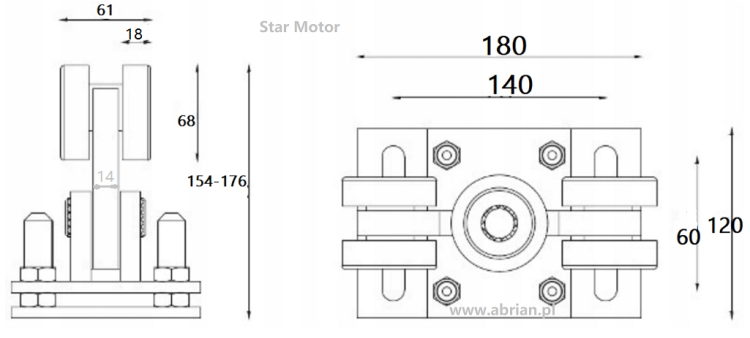 5-Roller Sliding Gate Cart Heavy Duty | 80x80mm Profile 600kg Load | 60.001