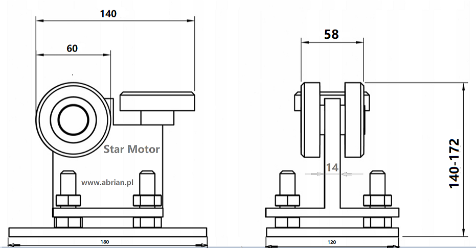 Wózek 3-Rolkowy do Wąskich Wjazdów | Stal Ocynkowana 140-172mm Udźwig 350kg | 60.017 - Image 1