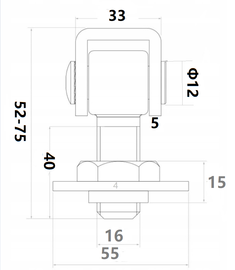 Hinge adjustable M16 galvanized | 45-68mm adjustment | 61.003N