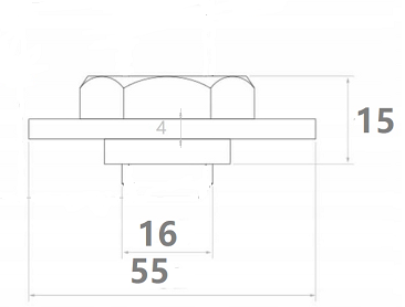 Plate mounting under Hinge M16 galvanized | Ø55mm | 61.003FD
