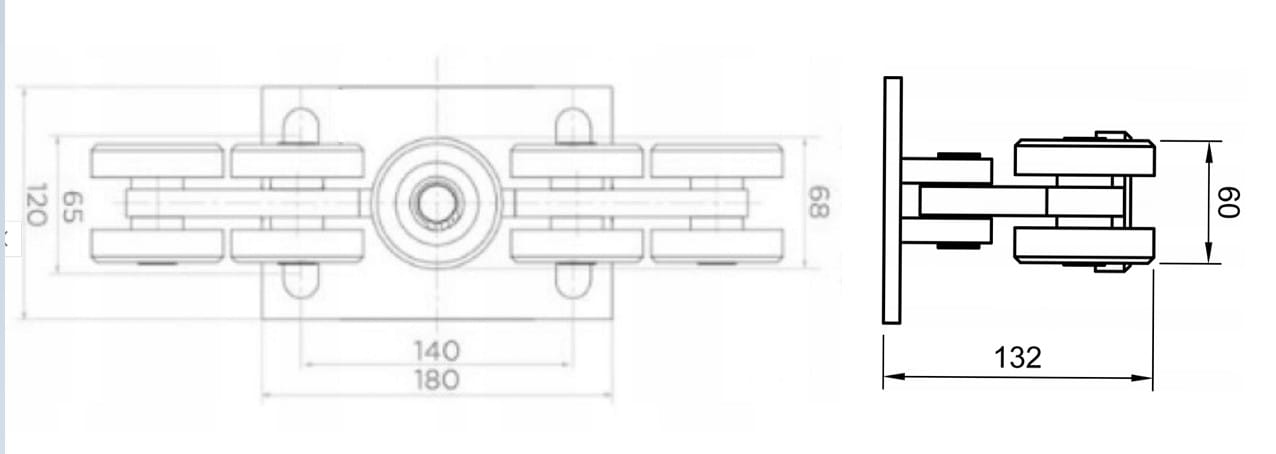 Fixed-Height 9-Roller Gate Cart Set | 80x80 Load Capacity 1000kg | W8R80-set-A9S