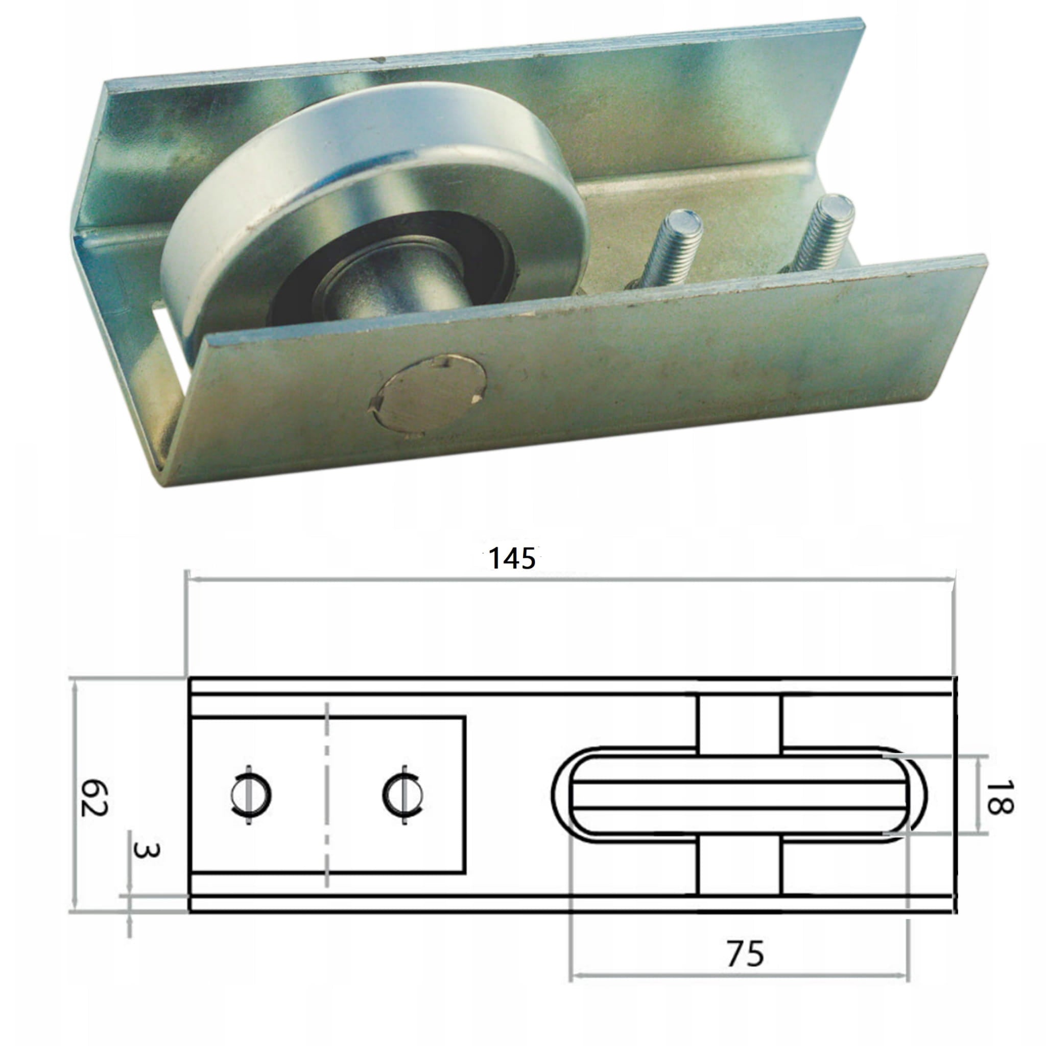 9-Roller Gate Cart Set | Profile 80x80x5mm | Load Capacity 1000kg | W9R80-set-A15S