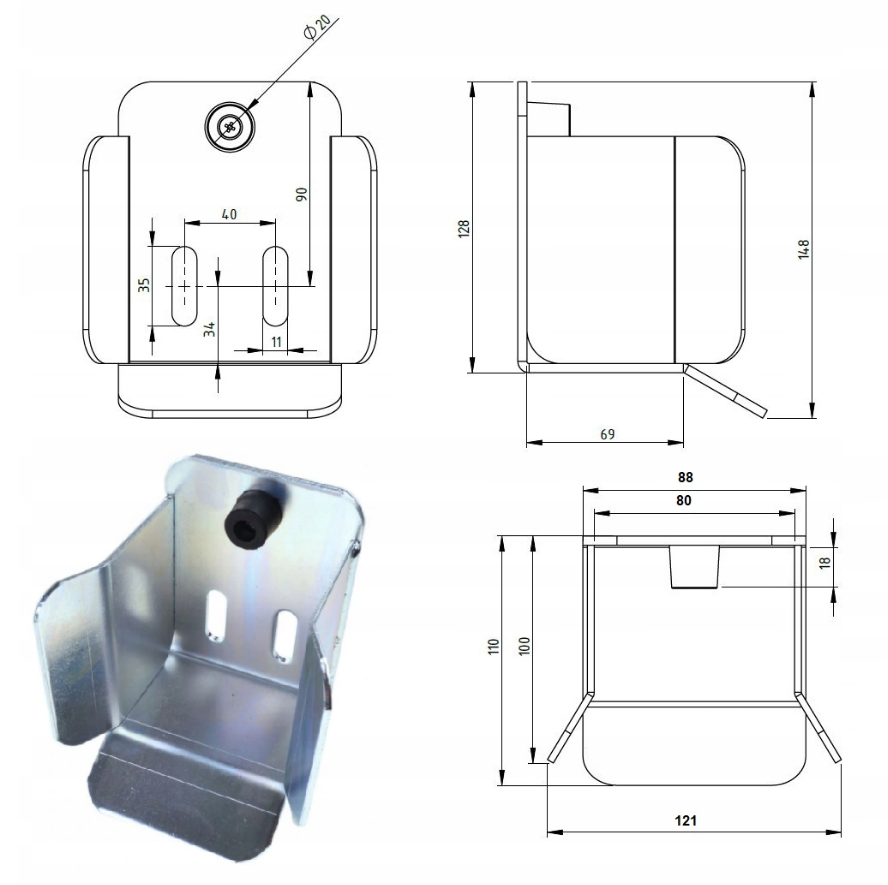 Complete Sliding Gate Kit | 2x Gate carriage 5-roller Swivel | Load capacity 500kg | Set