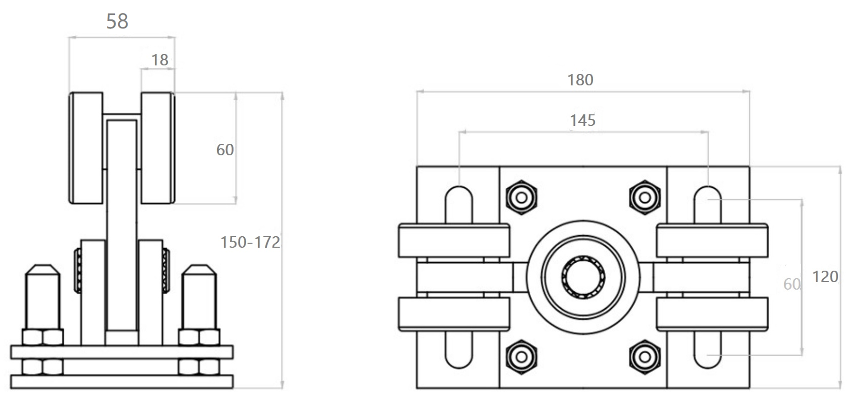 5-Roller Gate Cart with Adjustment | 70x70 Profile | 500kg Capacity | 60.015