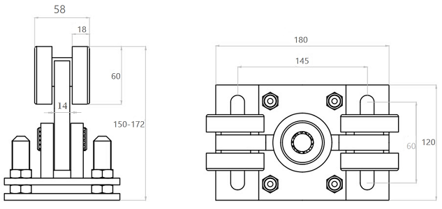 5-Roller Gate Cart Kit for 70x70x4mm Profile | Load Capacity 400kg | W5R60-SET-A3S