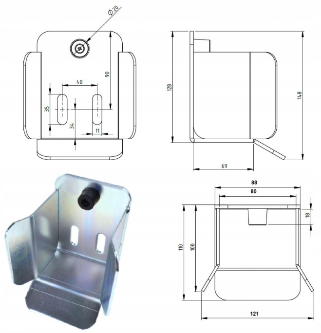 5-Roller Gate Cart Kit for 70x70x4mm Profile | Load Capacity 400kg | W5R60-SET-A3S