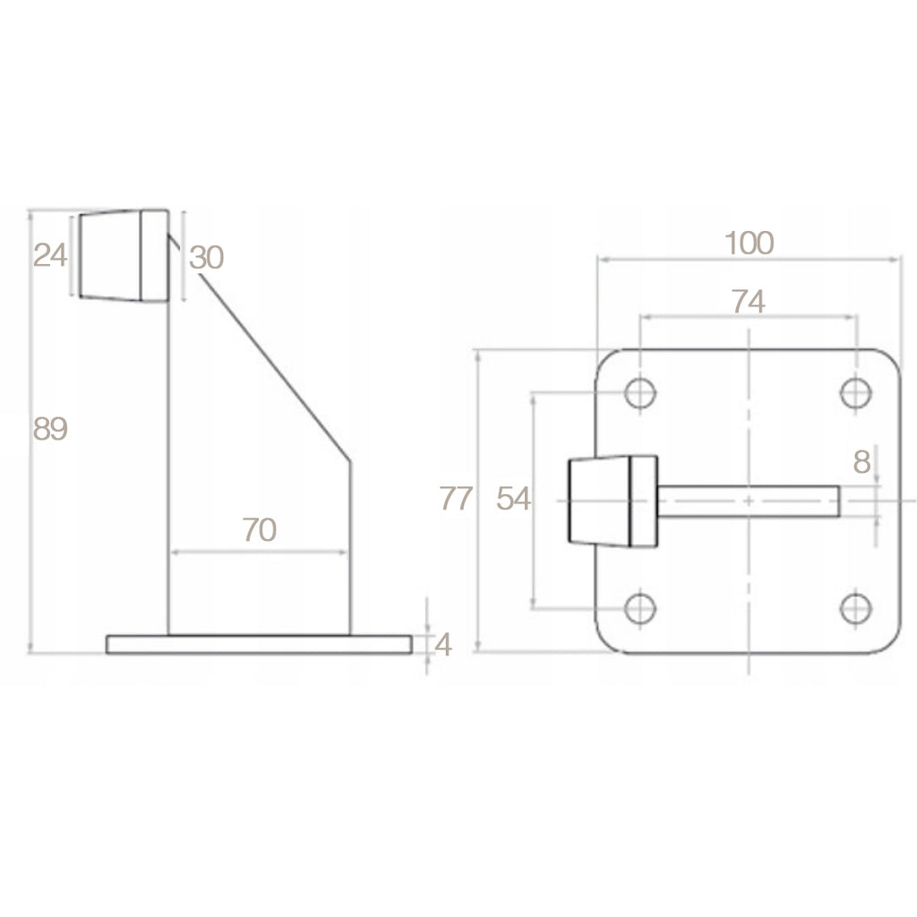 Star Motor Heavy Duty Gate Bumper – 9cm High, 100x80mm Base, Screw-In Galvanized Steel (Silver)