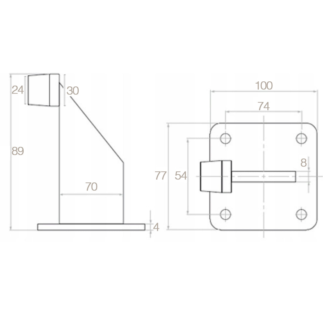 Star Motor Heavy Duty Gate Bumper – 9cm High, 100x80mm Base, Screw-In Galvanized Steel (Silver)