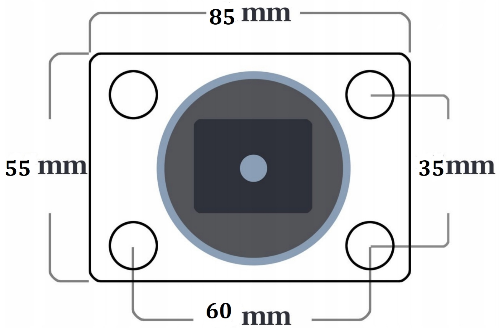 Adjustable Hinge Mounting Plate Galvanized Steel | 85x55x4mm M16 | 61.017FD
