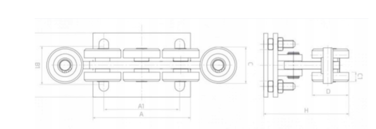 Gate carriages 8-roller adjustable for gates | Load capacity 1000kg | W8R80 | SET-A9S