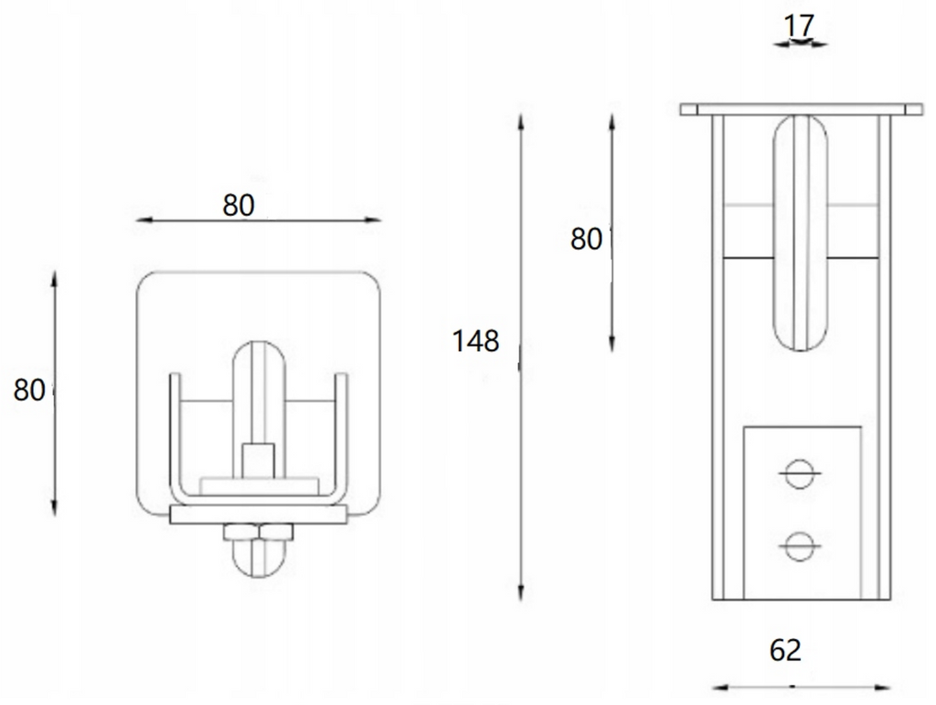 Fixed-Height 9-Roller Gate Cart Set | 80x80 Load Capacity 1000kg | W8R80-set-A9S
