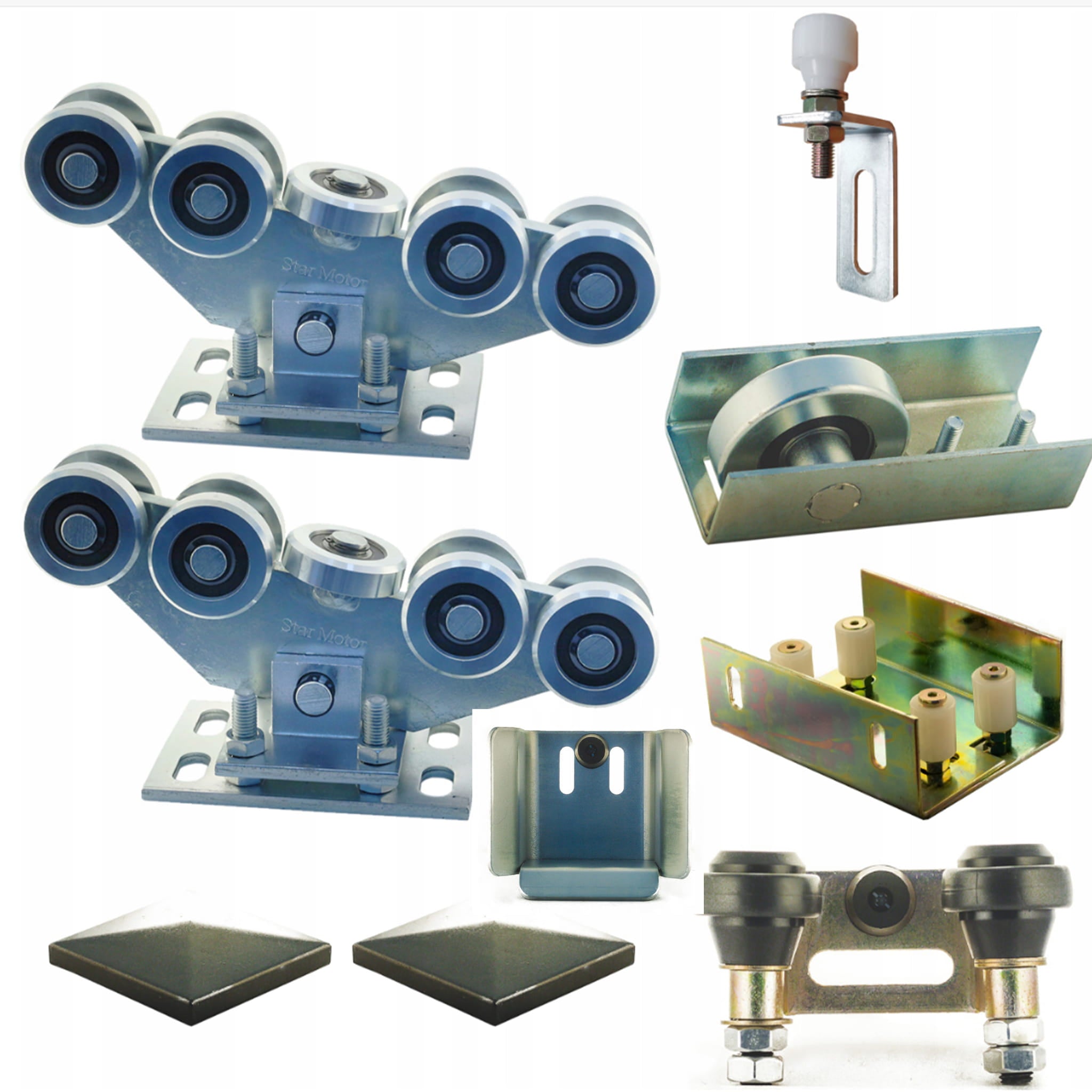 9-Roller Gate Cart Set | Profile 80x80x5mm | Load Capacity 1000kg | W9R80-set-A15S